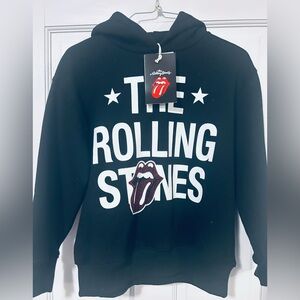 Zara Black Crewneck Sweater with Rolling Stones Logo